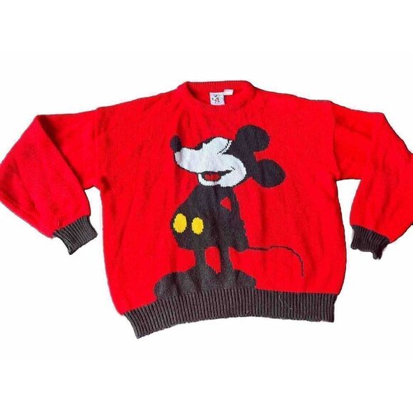 Vintage Disney Mickey and Co Mickey Mouse Sweater Adult Xl  Red Black.      M1 - Picture 1 of 7